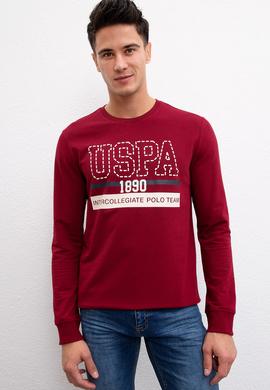 Erkek Bordo Bisiklet Yaka Sweatshirt - 50208668036