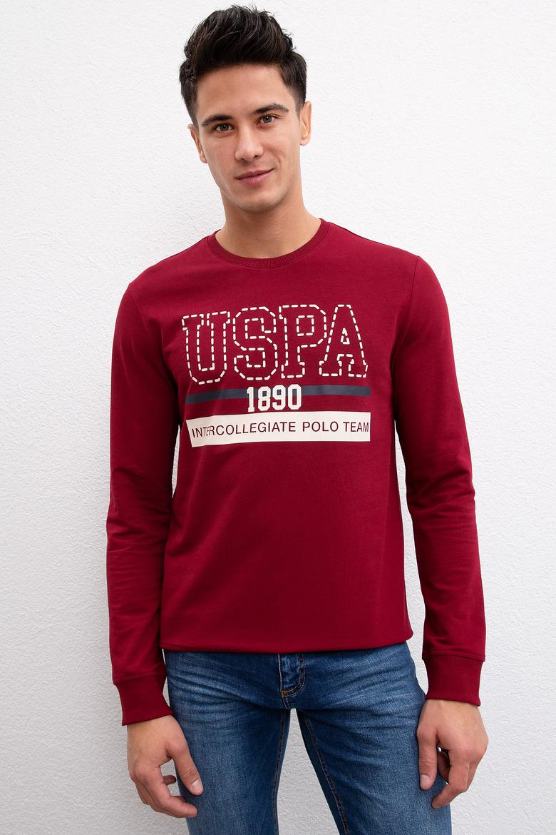 Erkek Bordo Bisiklet Yaka Sweatshirt