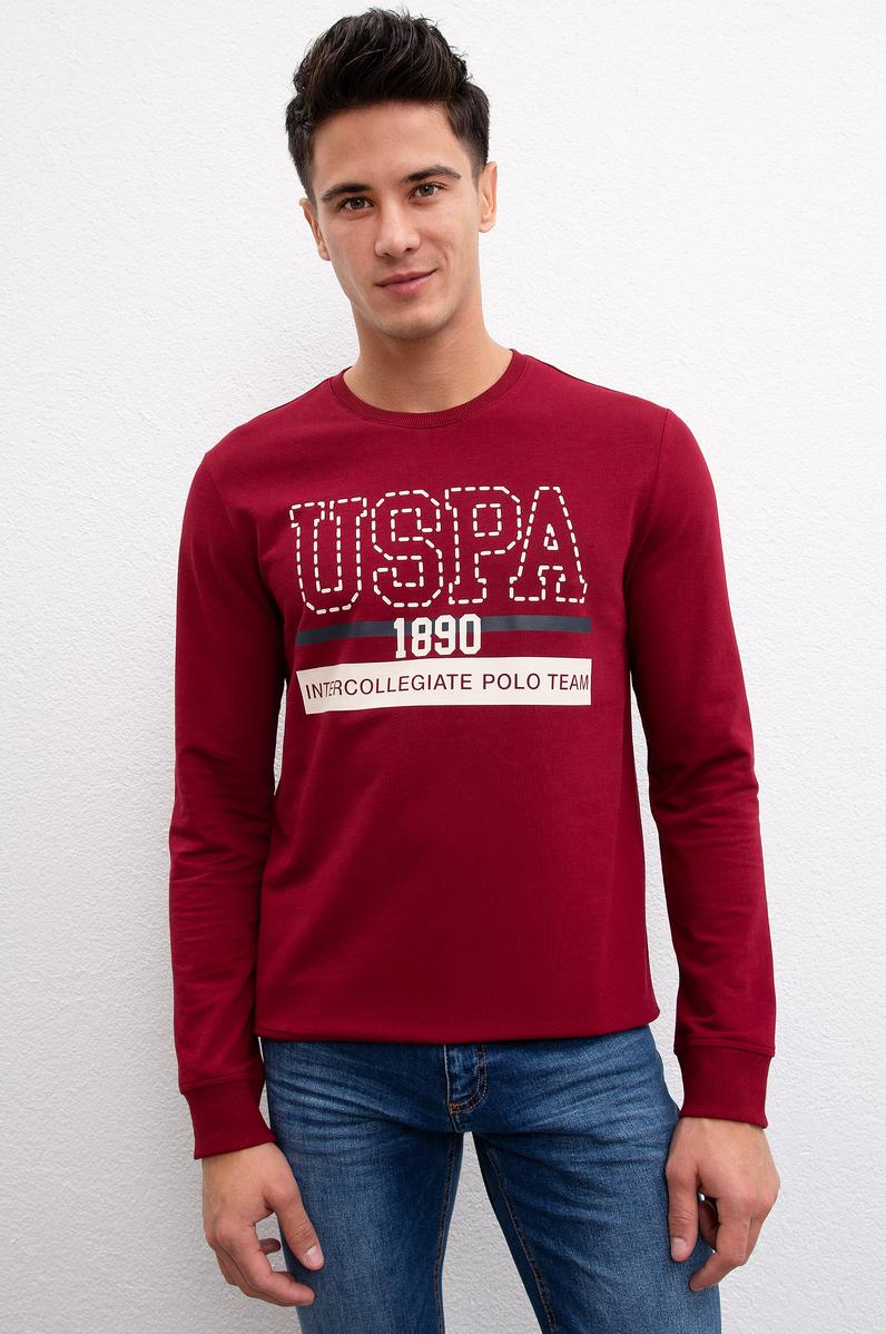 Erkek Bordo Bisiklet Yaka Sweatshirt