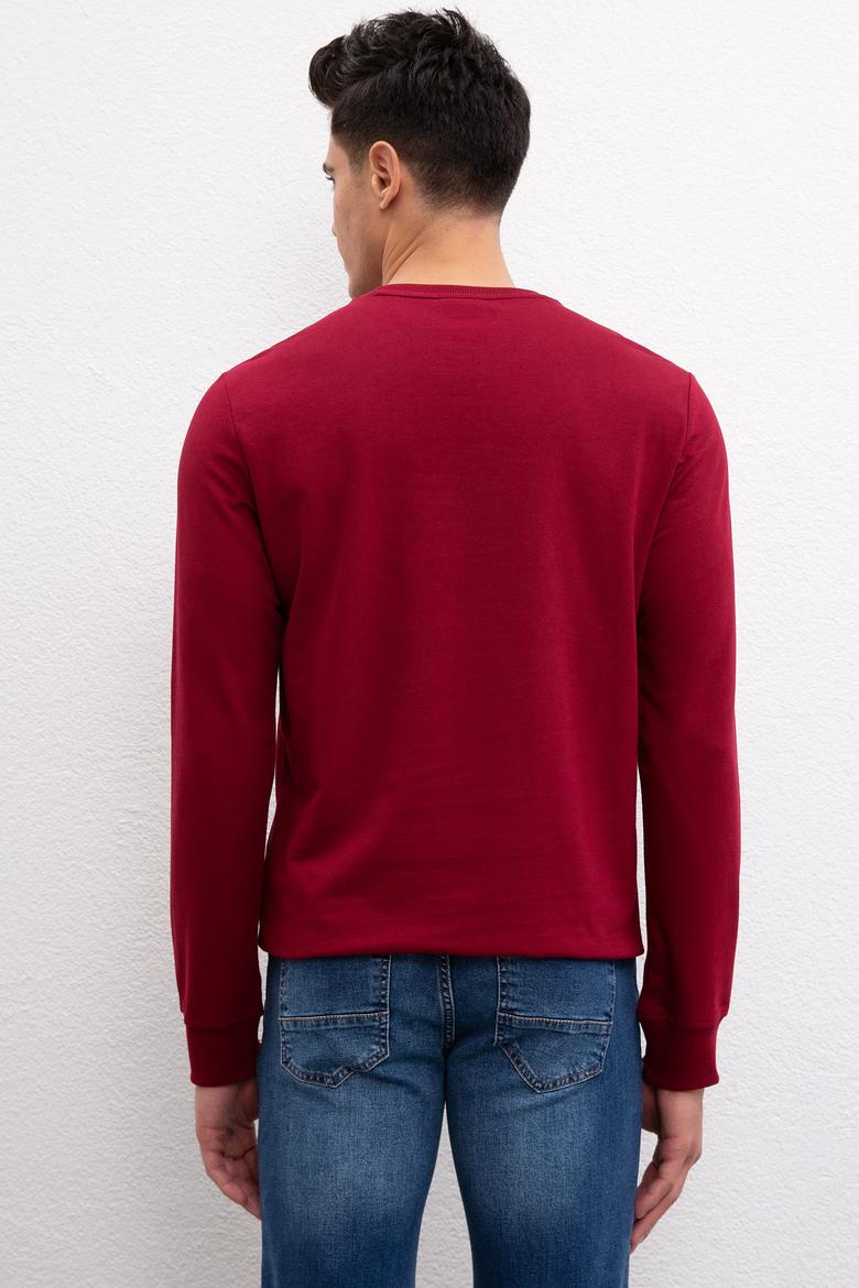 Erkek Bordo Bisiklet Yaka Sweatshirt - 50208668036