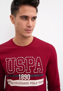 Erkek Bordo Bisiklet Yaka Sweatshirt - 50208668036