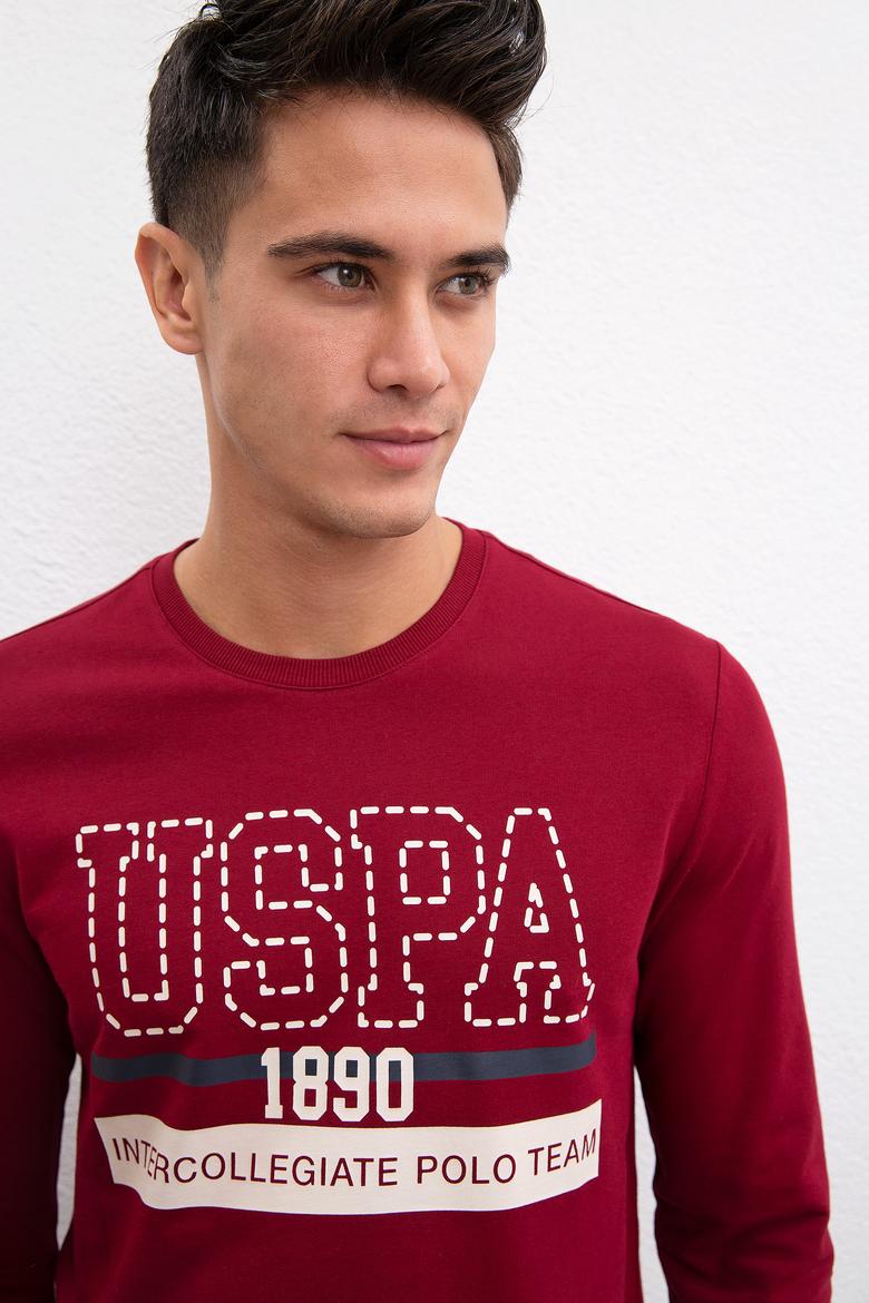Erkek Bordo Bisiklet Yaka Sweatshirt - 50208668036