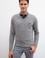Erkek Gri Melanj V-Yaka Triko Kazak Basic