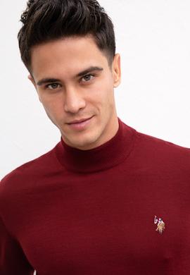 Erkek Bordo Balıkçı Yaka Triko Kazak Basic - 50206684036