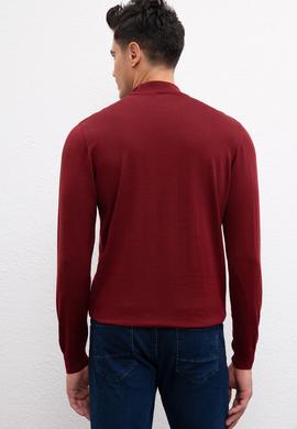 Erkek Bordo Balıkçı Yaka Triko Kazak Basic - 50206684036