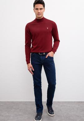 Erkek Bordo Balıkçı Yaka Triko Kazak Basic - 50206684036