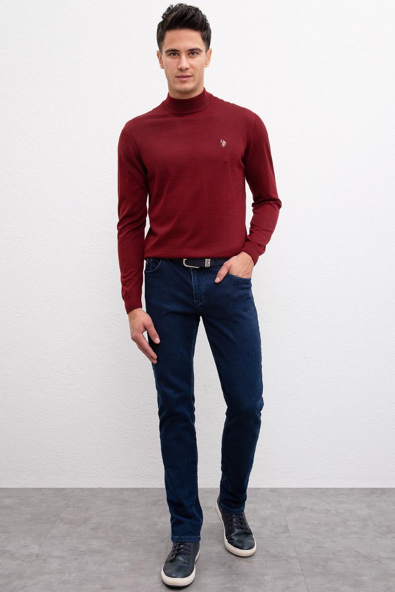 Erkek Bordo Balıkçı Yaka Triko Kazak Basic - 50206684036