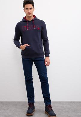 Erkek Lacivert Kapüşonlu Sweatshirt Basic - 50207318039