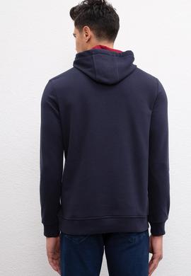 Erkek Lacivert Kapüşonlu Sweatshirt Basic - 50207318039