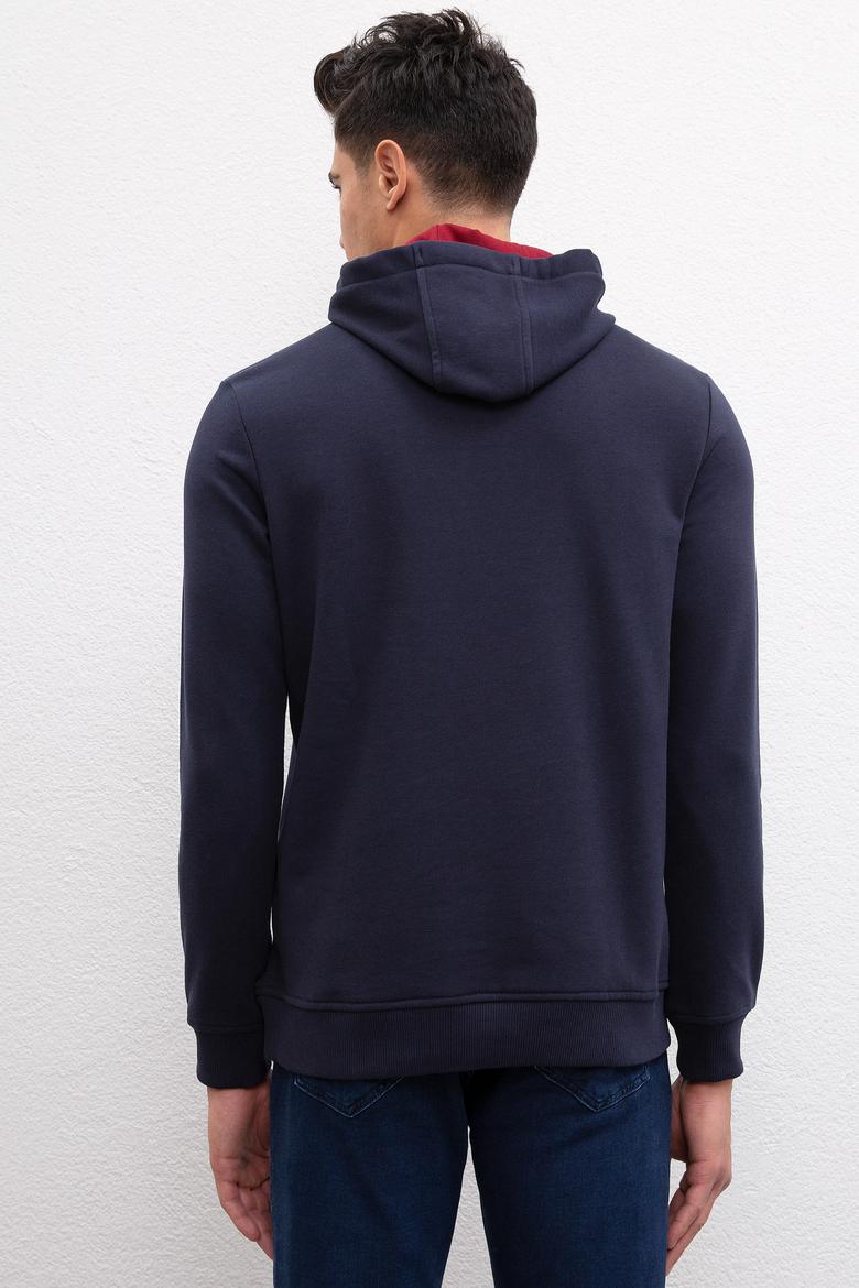 Erkek Lacivert Kapüşonlu Sweatshirt Basic - 50207318039