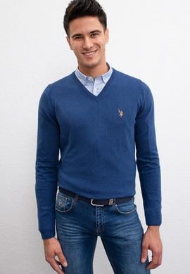 Erkek İndigo Triko Kazak Basic - 50207651066