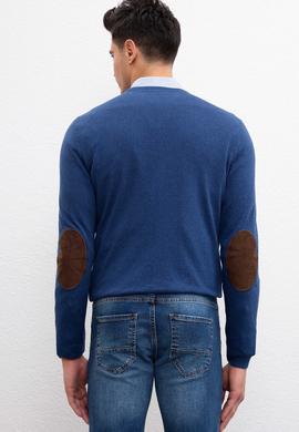 Erkek İndigo Triko Kazak Basic - 50207651066