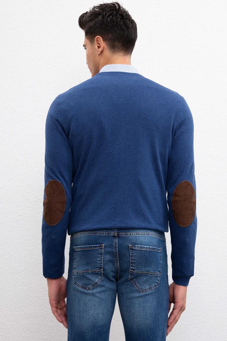 Erkek İndigo Triko Kazak Basic - 50207651066