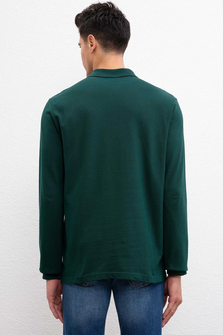 Erkek Koyu Yeşil Basic Sweatshirt - 50209199056