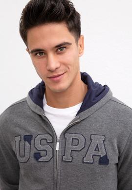 Erkek Antrasit Melanj Kapüşonlu Fermuarlı Sweatshirt - 50207307030