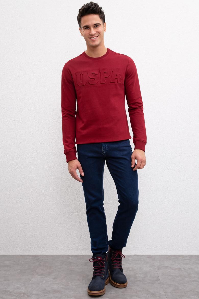 Erkek Bordo Bisiklet Yaka Sweatshirt Basic - 50207326046