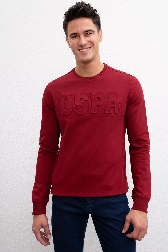 Erkek Bordo Bisiklet Yaka Sweatshirt Basic