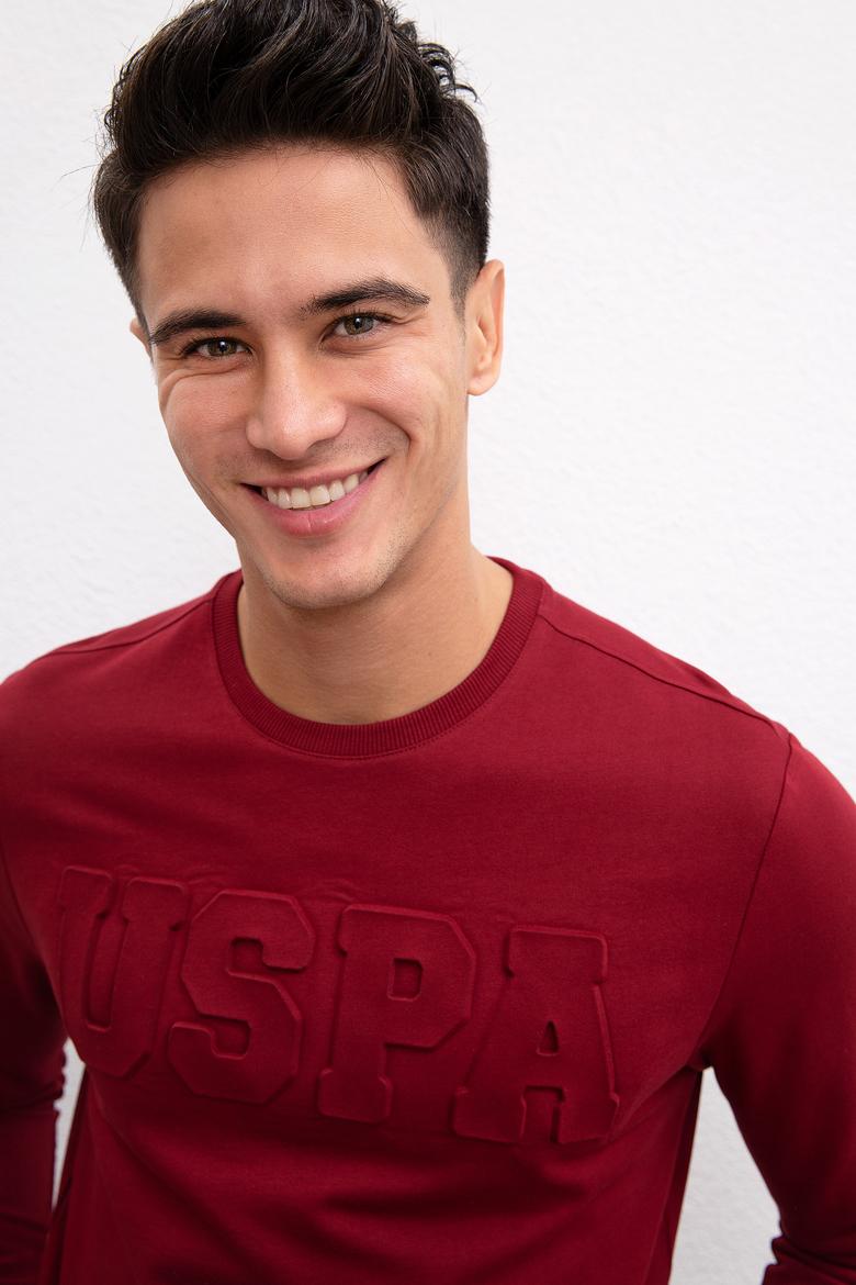 Erkek Bordo Bisiklet Yaka Sweatshirt Basic - 50207326046