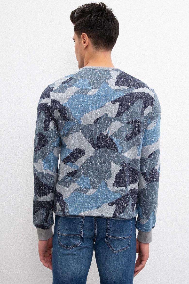 Erkek Açık Lacivert Bisiklet Yaka Sweatshirt - 50207557003