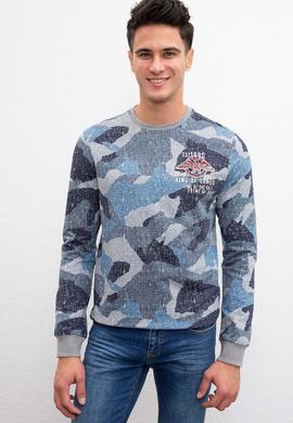 Erkek Açık Lacivert Bisiklet Yaka Sweatshirt - 50207557003