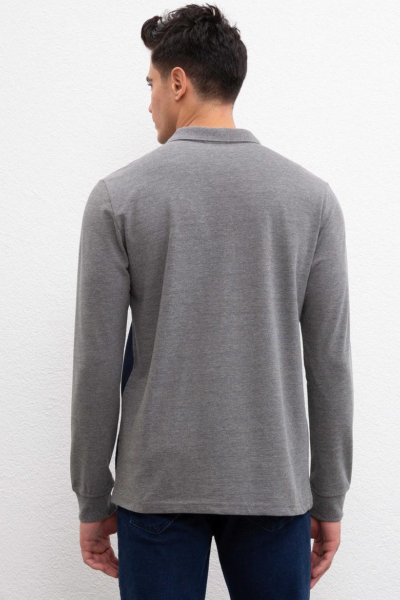 Erkek Antrasit Melanj Polo Yaka Sweatshirt - 50208661038