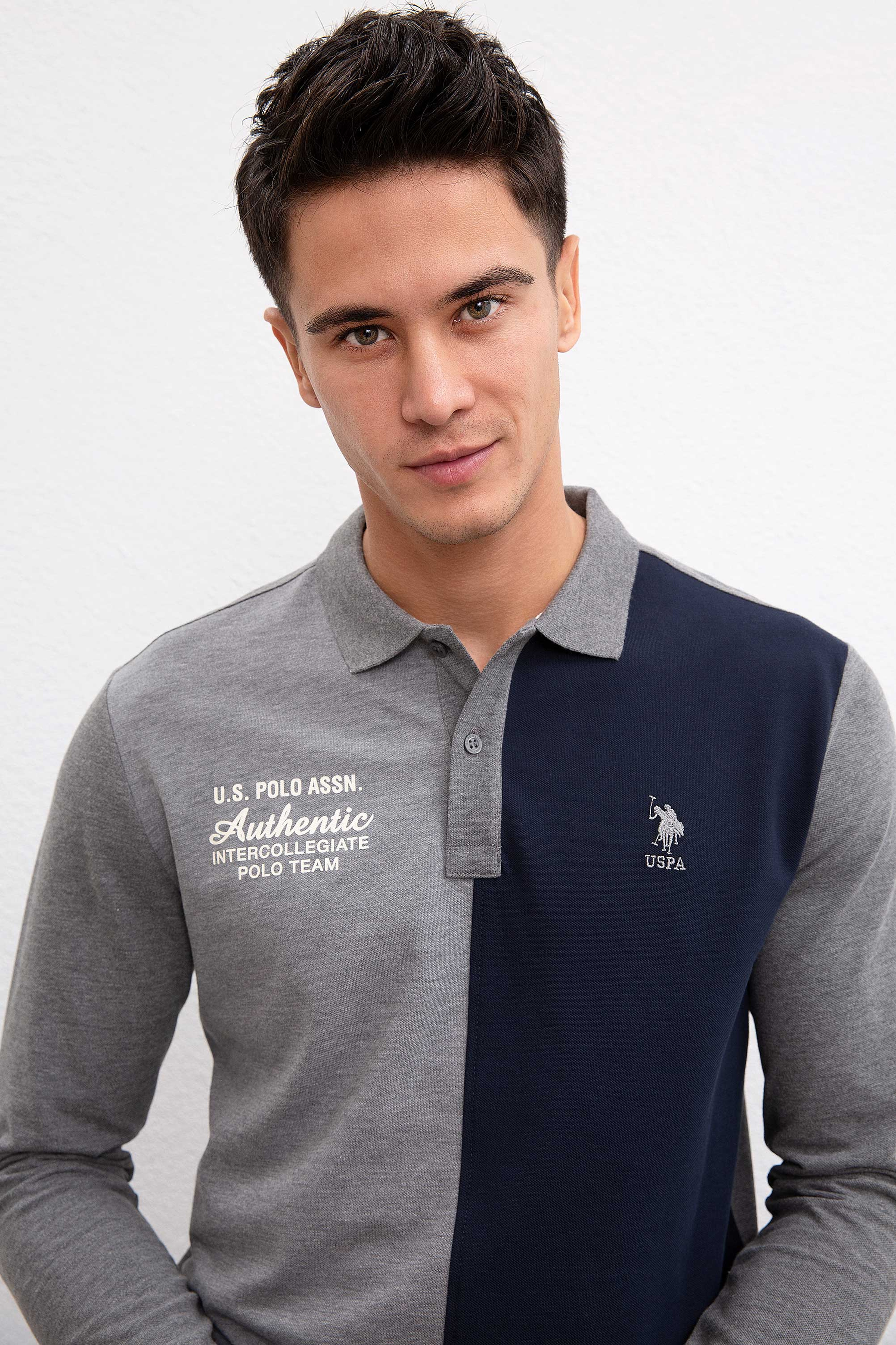 Erkek Antrasit Melanj Polo Yaka Sweatshirt - Image 2