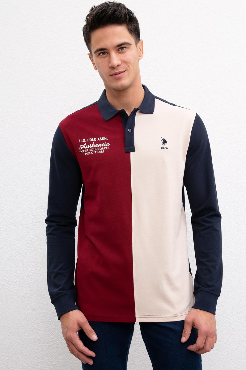 Erkek Bordo Polo Yaka Sweatshirt