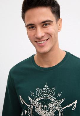 Erkek Koyu Yeşil Bisiklet Yaka Sweatshirt - 50208646018