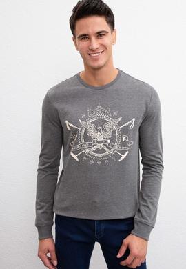 Erkek Antrasit Melanj Bisiklet Yaka Sweatshirt - 50208646033