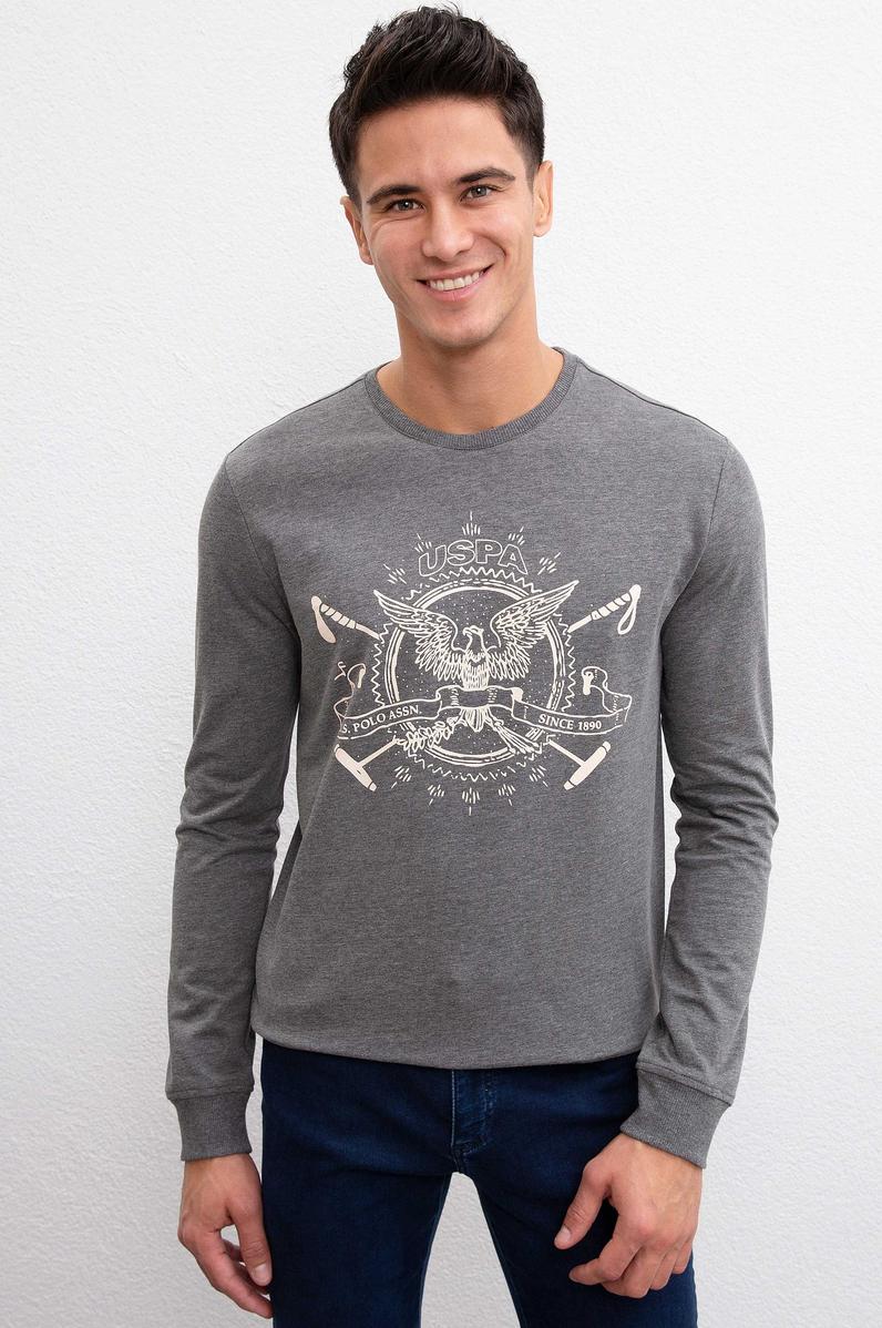 Erkek Antrasit Melanj Bisiklet Yaka Sweatshirt