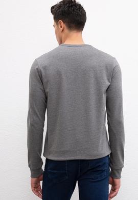 Erkek Antrasit Melanj Bisiklet Yaka Sweatshirt - 50208646033