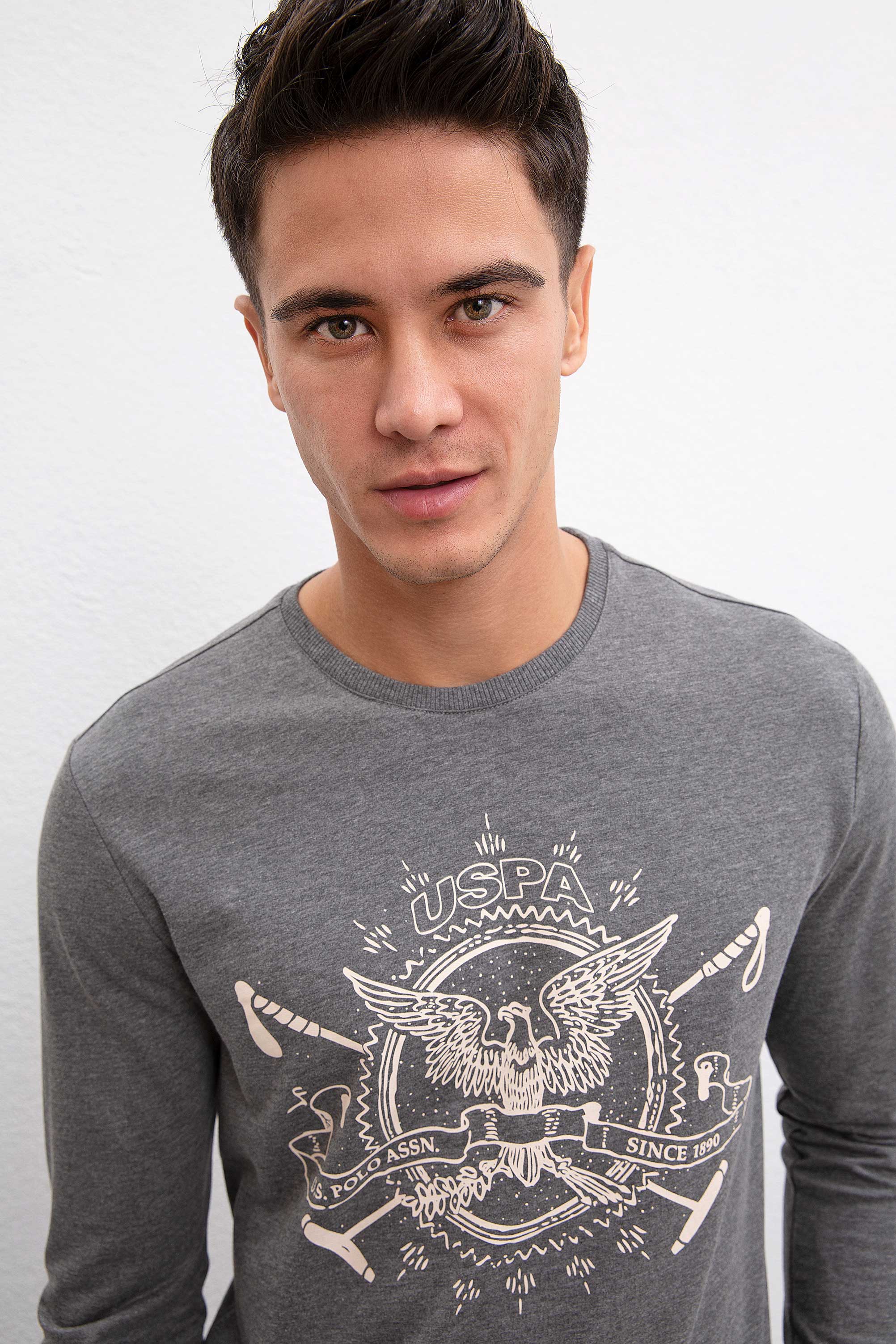 Erkek Antrasit Melanj Bisiklet Yaka Sweatshirt
