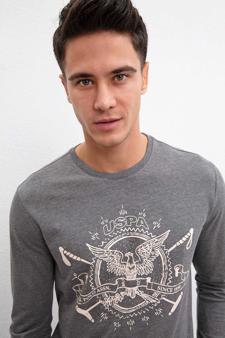 Erkek Antrasit Melanj Bisiklet Yaka Sweatshirt - 50208646033