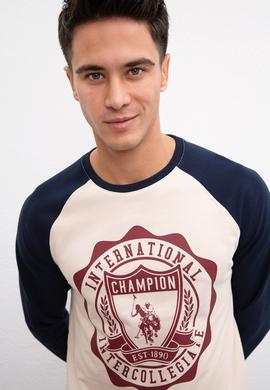 Erkek Ecru Bisiklet Yaka Sweatshirt - 50208657039