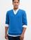 Erkek Kobalt V-Yaka Triko Kazak Basic