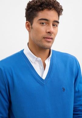 Erkek Kobalt V-Yaka Triko Kazak Basic - 50211249080