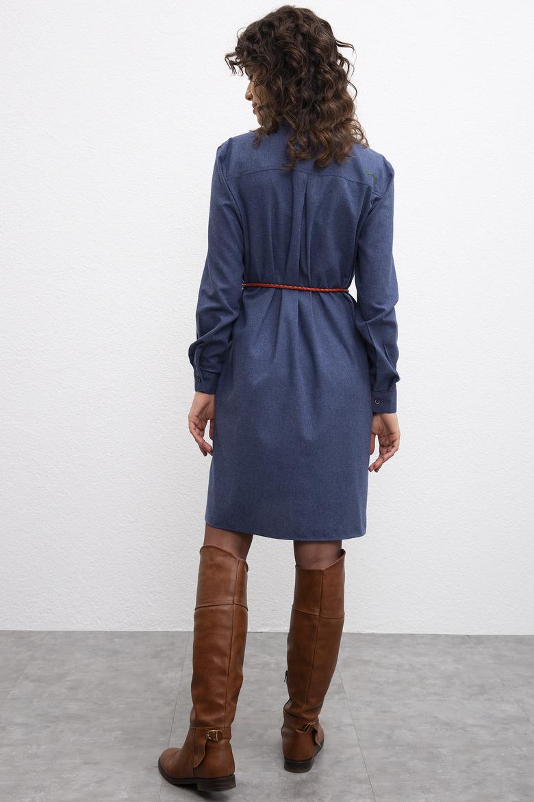 Kadın Lacivert Dokuma Elbise - 50209461005