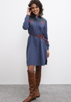 Kadın Lacivert Dokuma Elbise - 50209461005