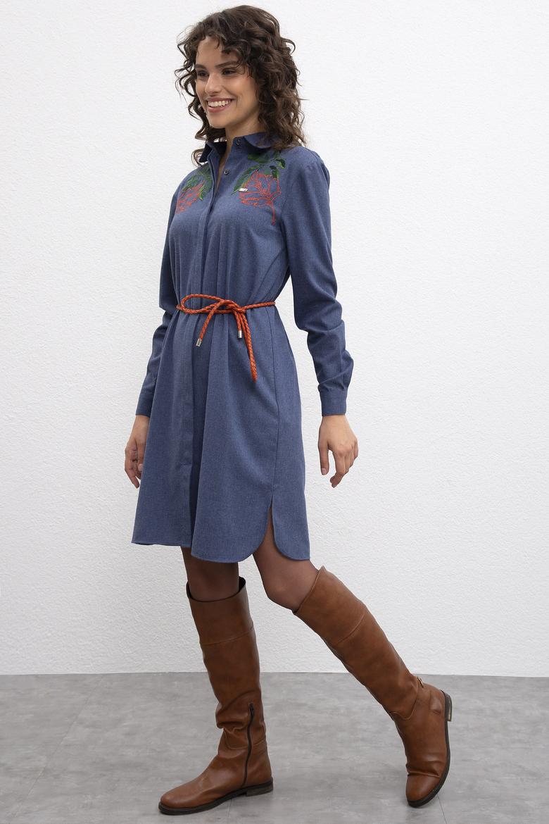 Kadın Lacivert Dokuma Elbise - 50209461005