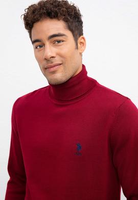 Erkek Bordo Balıkçı Yaka Triko Kazak Basic - 50207646033