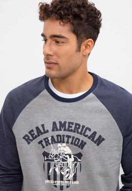 Erkek Gri Melanj Bisiklet Yaka Sweatshirt - 50208645021