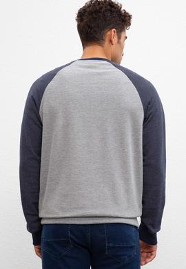 Erkek Gri Melanj Bisiklet Yaka Sweatshirt - 50208645021