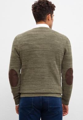 Erkek Haki V-Yaka Triko Kazak - 50207652049