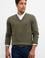 Erkek Haki V-Yaka Triko Kazak Basic