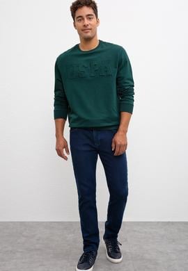 Erkek Koyu Yeşil Basic Sweatshirt - 50207326027