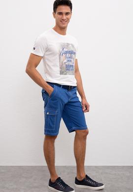 Beyaz Dokuma Bermuda Capri - 50186977096