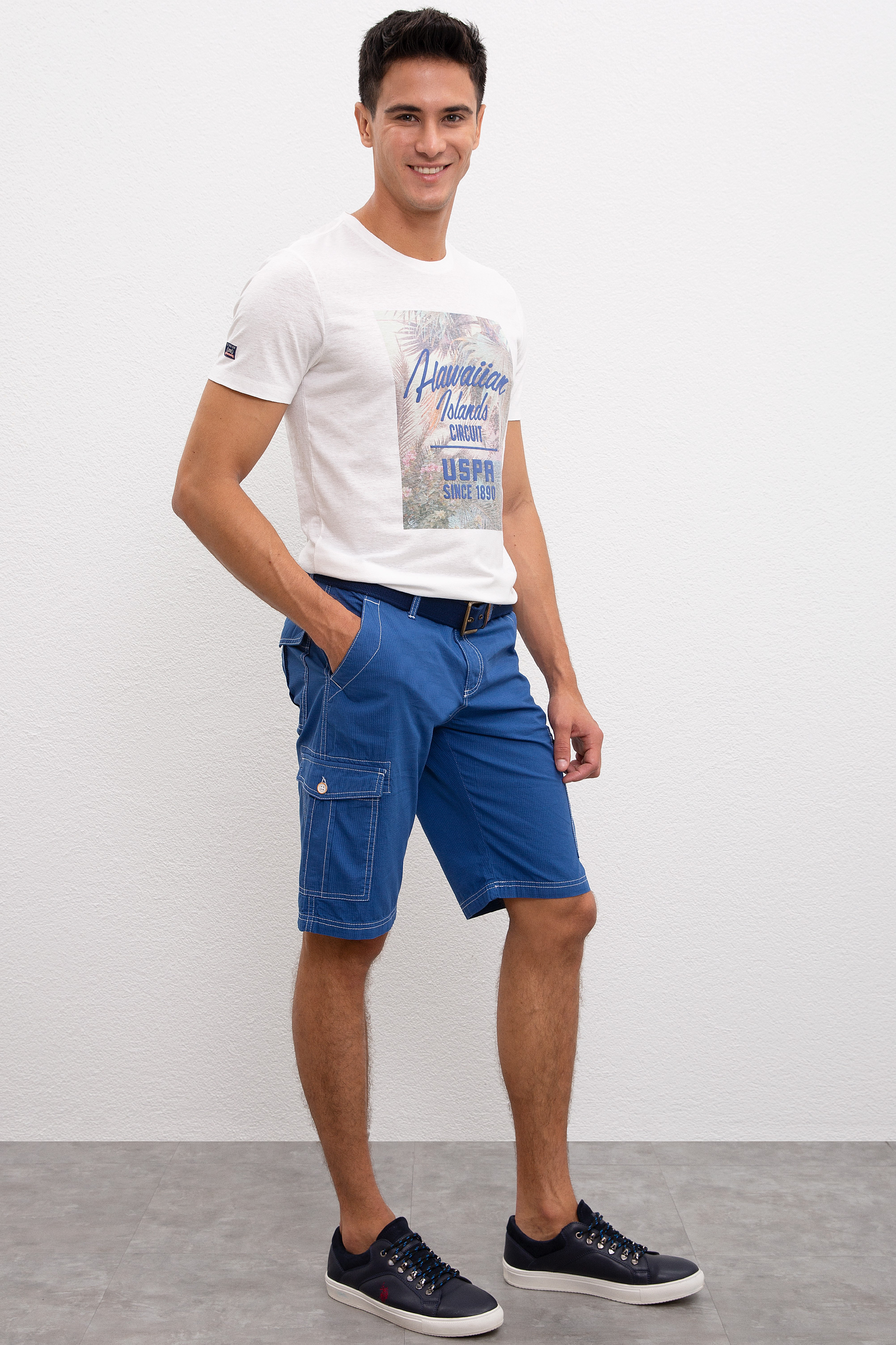 Beyaz Dokuma Bermuda Capri - Image 2