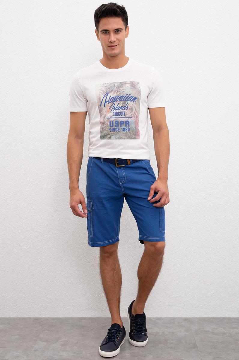 Beyaz Dokuma Bermuda Capri