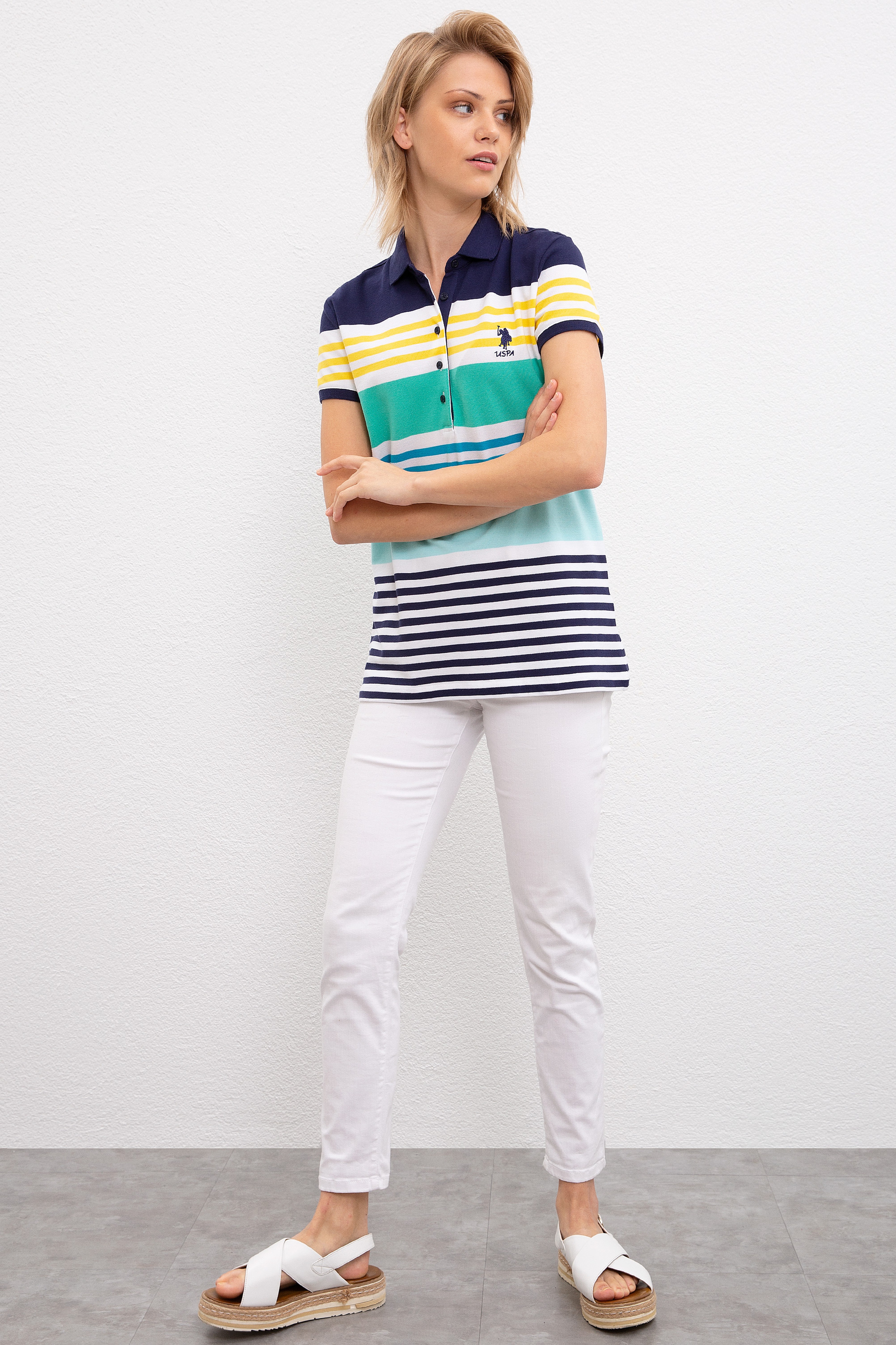 Kadın Lacivert Polo Yaka T-Shirt