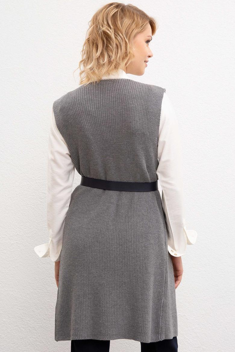 Kadın Gri Melanj Triko Hırka - 50211526004